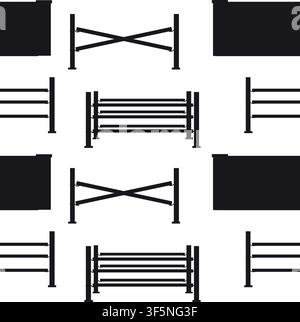 Vector seamless pattern of flat horse show jumping obstacle isolated on white background Stock Vector