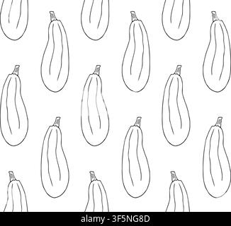 Vector seamless pattern of hand drawn zucchini Stock Vector