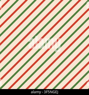 Christmas candy stripe seamless pattern. Red and green candy line background. Christmas present pattern. Winter holiday lines backdrop. Xmas gift Stock Vector