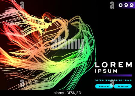 Abstract wave line background with red green glowing curved flow pattern, futuristic banner template design Stock Vector