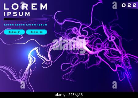 Abstract wave line background with purple pink glowing tangled flow pattern, futuristic banner template desig Stock Vector