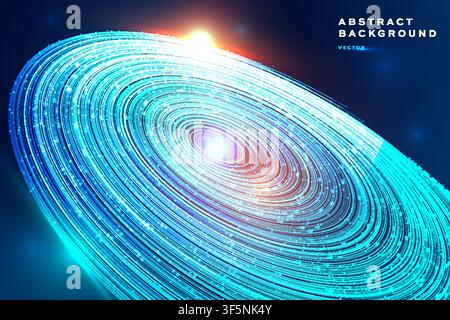Abstract galaxy spiral background with blue glowing cosmic ring pattern, futuristic space banner template design Stock Vector
