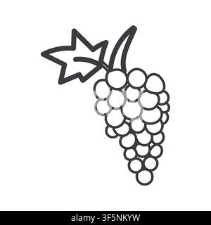 Bunch of grapes, line art illustration Stock Vector