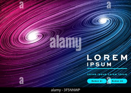 Abstract 3D wavy circles background with pink, purple, blue gradient lines, futuristic tech design for banner, poster, cover template. Stock Vector