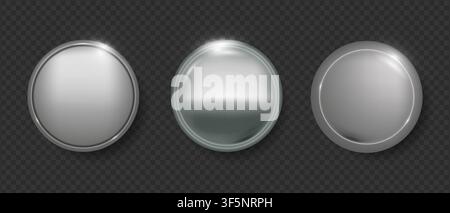Silver medal with polished metal finish and golden accents creates elegant award design perfect for certificates, badges, and luxury branding projects Stock Vector