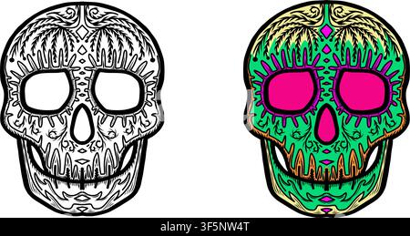 Dia de Los Muertos skull. Stock Vector