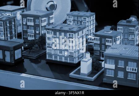 Art models buildings printed on 3D printer. Different objects created on 3D printer from molten plastic. 3D printed different objects. Modern new modern additive progressive technologies. 3D printing Stock Photo