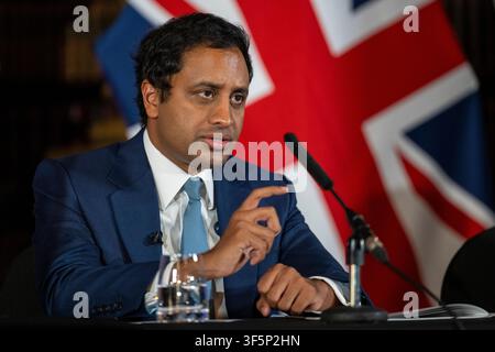 London, UK.  3 August 2026.  Zia Yusuf, Spokesperson for Home Affairs of Reform UK, at a press conference in Westminster unveiling ‘Operation Fortress - Stopping the Invasion of Britain’, the party’s plan to stop illegal migrants crossing English Channel in small boats by using the Royal Navy and Royal Marines.  Credit: Stephen Chung / Alamy Live News Stock Photo