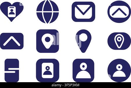 Communication flat icon set with editable stroke for social interface design Stock Vector