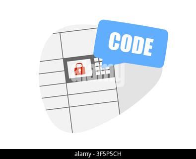 Parcel locker with pickup code, contactless package collection and self service delivery. Last mile logistics, smart locker system and ecommerce fulfillment vector illustration. Stock Vector