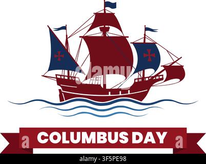 Vintage style illustration of a sailing ship for the annual columbus day holiday celebration Stock Vector