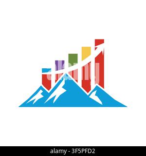 Modern mountain statistics symbol representing analytics, performance, growth, data visualization, reporting, dashboard metrics, business intelligence Stock Vector