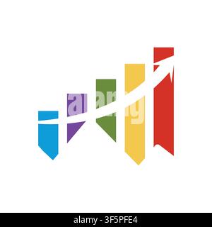 Modern mountain statistics symbol representing analytics, performance, growth, data visualization, reporting, dashboard metrics, business intelligence Stock Vector