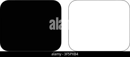 Minimalist graphic featuring a solid black and an outlined white rounded square shape, vector illustration Stock Vector