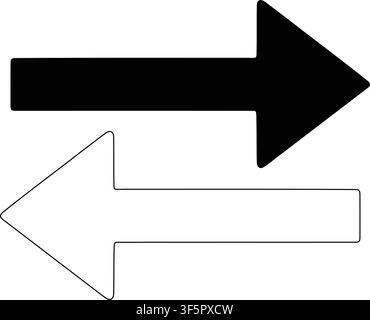 Two directional arrows pointing right and left in black and white vector style. Stock Vector