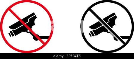 No Surveillance Camera Prohibition Sign Icon Set. Forbidden Cctv Warning And Restriction Symbol Collection. Stop And Ban Notice. Isolated Vector Stock Vector