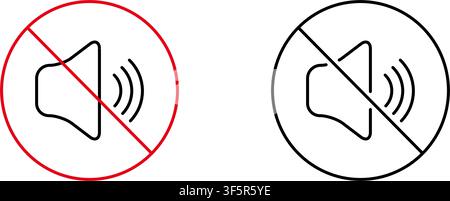 Speaker Mute Line Icon Set. Sound Off, Silence, And Audio Control Outline Symbol Collection. Volume Management And Quiet Mode. Editable Stroke Stock Vector
