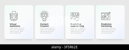 Scalable machine learning utilities feature cards layout Stock Vector