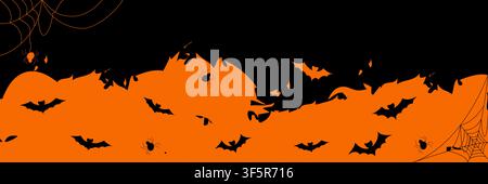 Halloween background with spider web decorations in a grunge style. Fun spooky illustration for greeting cards party invitations posters and social Stock Vector