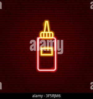 Ketchup Bottle Neon Sign Stock Vector