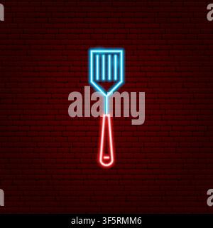 Turner Spatula Neon Sign Stock Vector