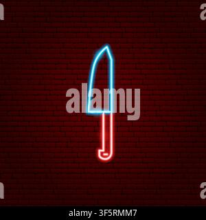 Chef Knife Cutlery Neon Sign Stock Vector