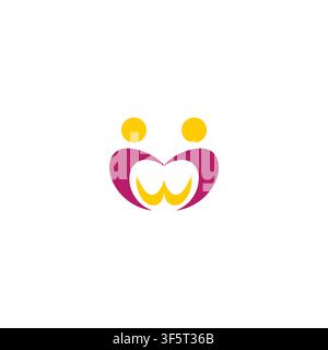 W People Logo Vector Illustration. W Human Love Icon Stock Vector