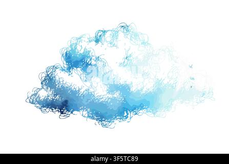 Watercolor cloud isolated on white background. Hand drawn doodle. Vector illustration. Stock Vector