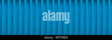 Blue vertical corrugated metal container seamless texture. Roof, facade, garage vertical line panel pattern. Realistic siding cargo container bg. Vect Stock Vector