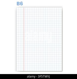 Graph Paper displays blue square ruling beside red vertical margin across white field. Ideal for mathematics worksheets, geometry exercises, plotting, engineering drafts, vector assets Stock Vector