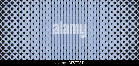 Sparkle grid radial gradient pattern. Grey blue geometric star gradation background. Abstract repeating mosaic pattern wallpaper. Repeated retro lattice wireframe backdrop. Vector texture pattern Stock Vector