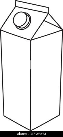 Minimalist Isometric Milk Box Outline Vector Icon Illustration Stock Vector