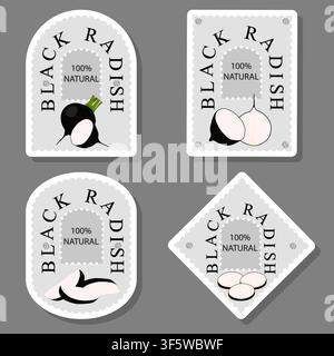 Illustration on theme of set tasty natural eco product vegetable radish, pattern consisting of kit various options meal vegetable radish, abstract com Stock Vector