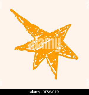 Rating review simple yellow crayon star logo. Stock Vector