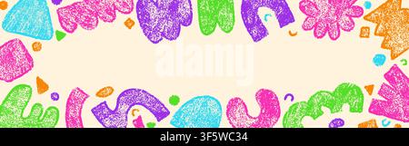 Decorative border drawn with textured crayon elements. Stock Vector