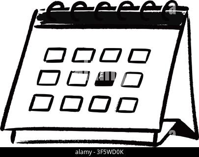 Calendar doodle icon sketch. Hand drawn calendar doodle icon with event agenda holiday schedule timeline. Business appointment month reminder meeting planner graphic element. Vector illustration Stock Vector