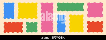 Shape abstract irregular rectangle set. Hand drawn shape abstract irregular rectangle frame banner organic paint line. Sticker paper collage label blob fluid geometric background. Vector illustration Stock Vector