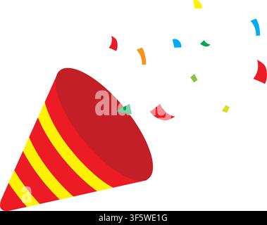 Party Popper Confetti Explosion Flat Vector Icon for Celebration Design Stock Vector