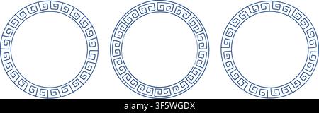 Ancient Greek hand drawn ornament circle frame. Hand drawn Rome round border. Doodle ancient motif border design. Ancient ornament circle element Stock Vector