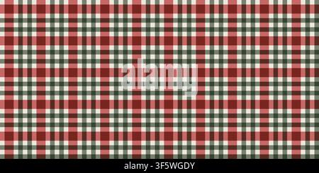 Christmas red green gingham fabric seamless pattern. Xmas check plaid. Picnic kitchen texture. Gingham square vintage texture. Gift wrapping paper Stock Vector