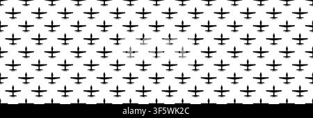 horizontal seamless black airplane or drone for pattern and background. Stock Vector