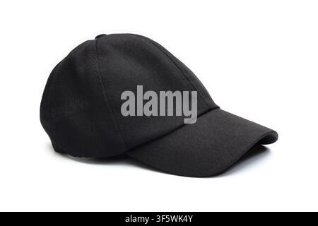 one black cap with shadow isolated on white. Stock Photo