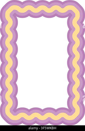 Layered Wavy Rectangle Frame Vector Illustration Decorative Double Border Abstract Rounded Shape Template Stock Vector