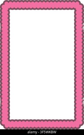 Dark Pink Rectangle Frame Vector Illustration Decorative Wavy Border Rounded Abstract Shape Graphic Element Stock Vector
