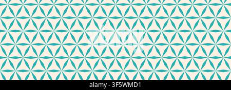horizontal seamless teal sharp shape on beige for pattern and background. Stock Vector