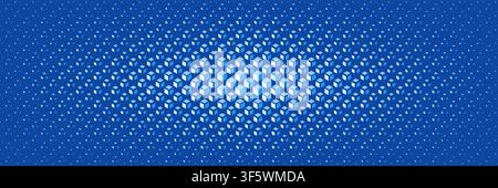 horizontal halftone of blue tone diamond shape and hexagon on navy blue for background. Stock Vector