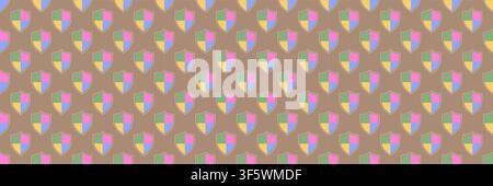 horizontal seamless multi color pastel shield on brown. Stock Vector
