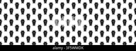 horizontal seamless of black coffin with cross for pattern and background. Stock Vector