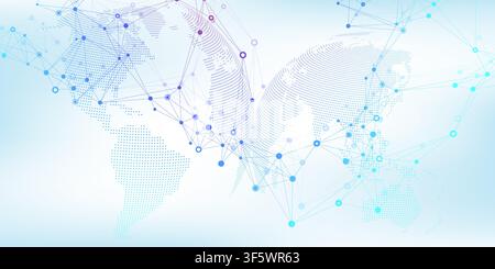 Global network connection concept. Social network communication in the global business. Big data visualization. Internet technology. Vector Stock Vector