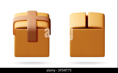 3d illustration of brown cardboard boxes. Stock Vector